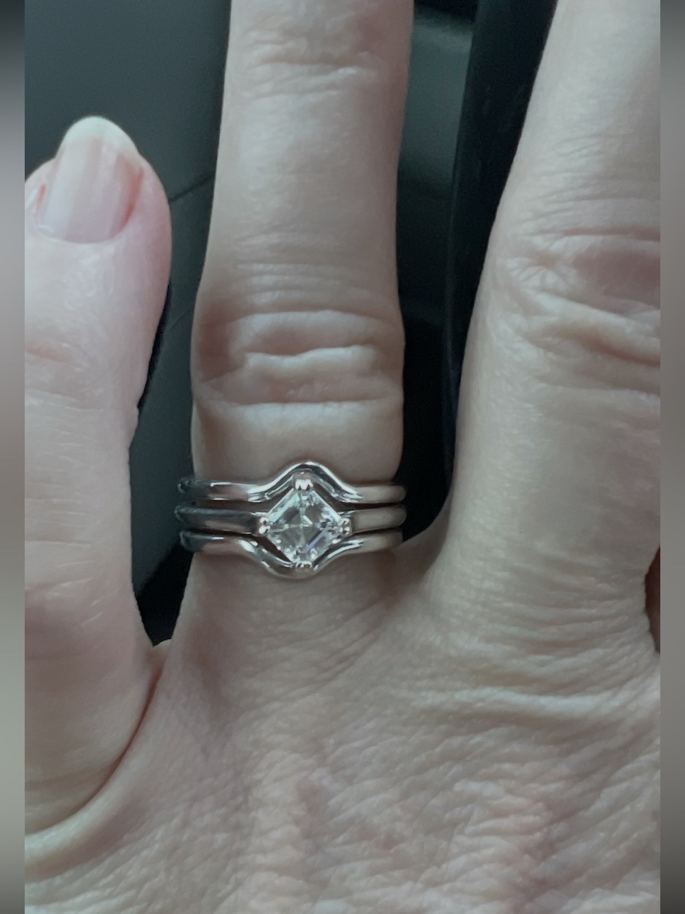 Engagement ring / wedding rings 3/4 carat Natural Asscher diamond